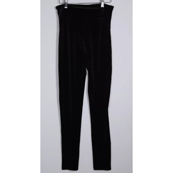 Spanx Women's Large Black Velvet Ankle Crop Legging High Waisted Pull On Pants - Picture 4 of 8